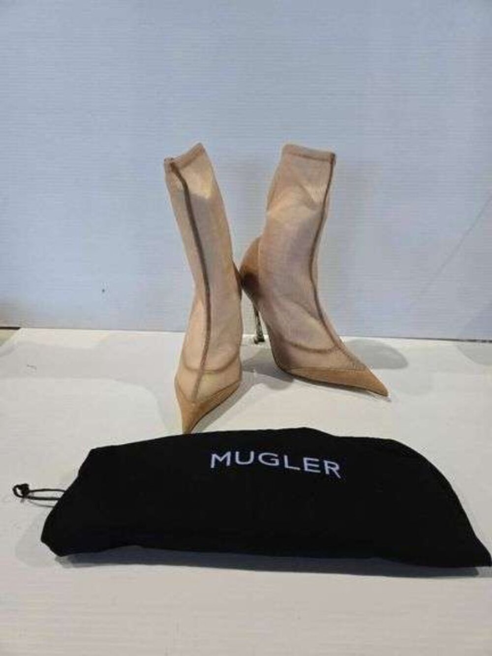 Ladies Mugler Sheer Panelled Suede Boots - EU 39 / US 8
